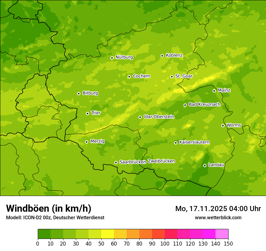 Modellkarten Windgeschwindigkeit
