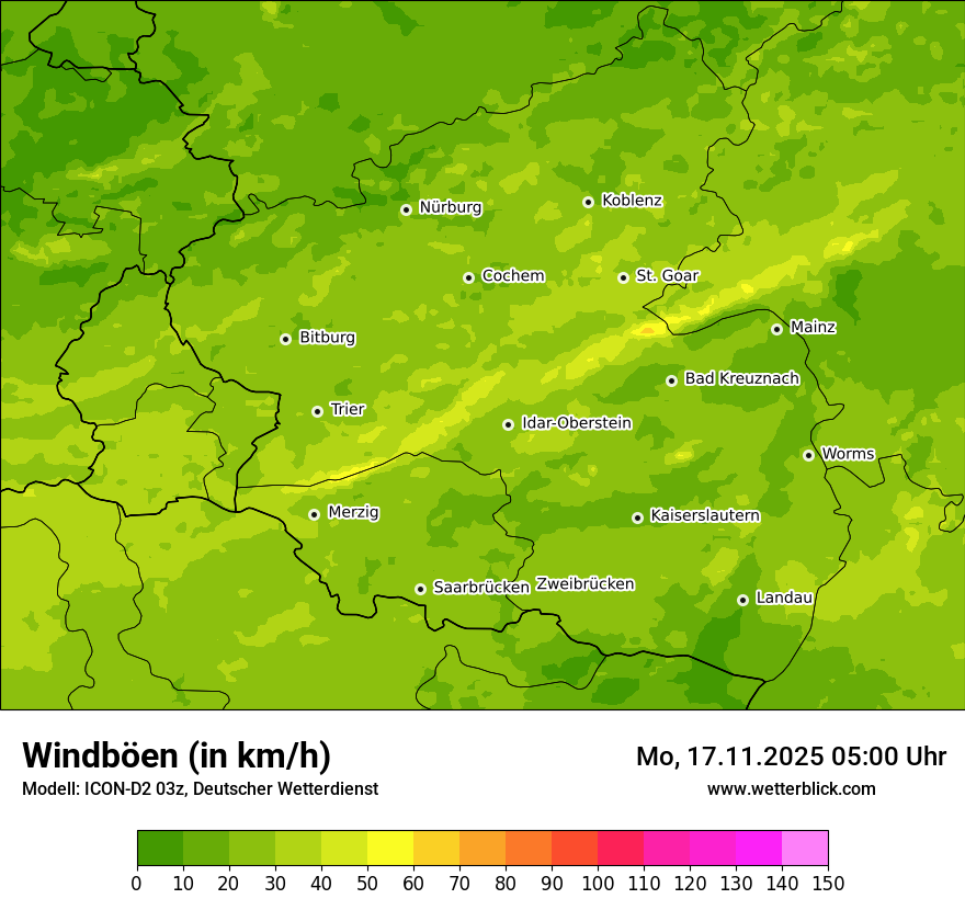 Modellkarten Windgeschwindigkeit