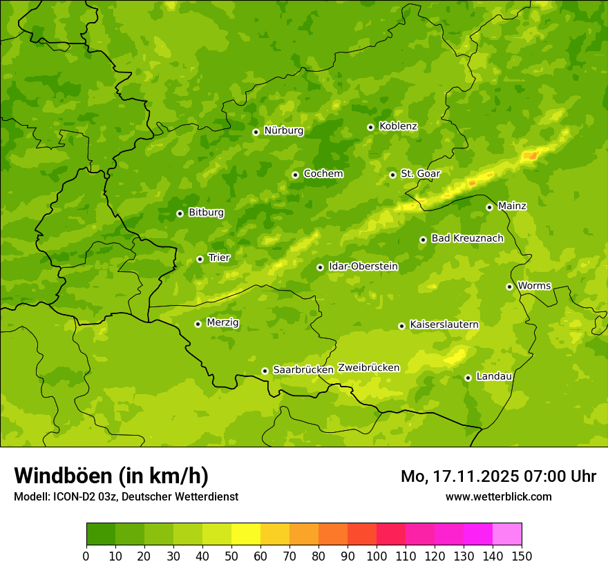 Modellkarten Windgeschwindigkeit