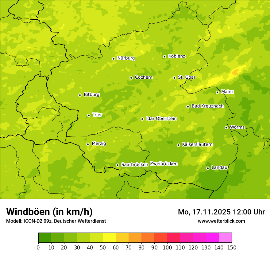 Modellkarten Windgeschwindigkeit