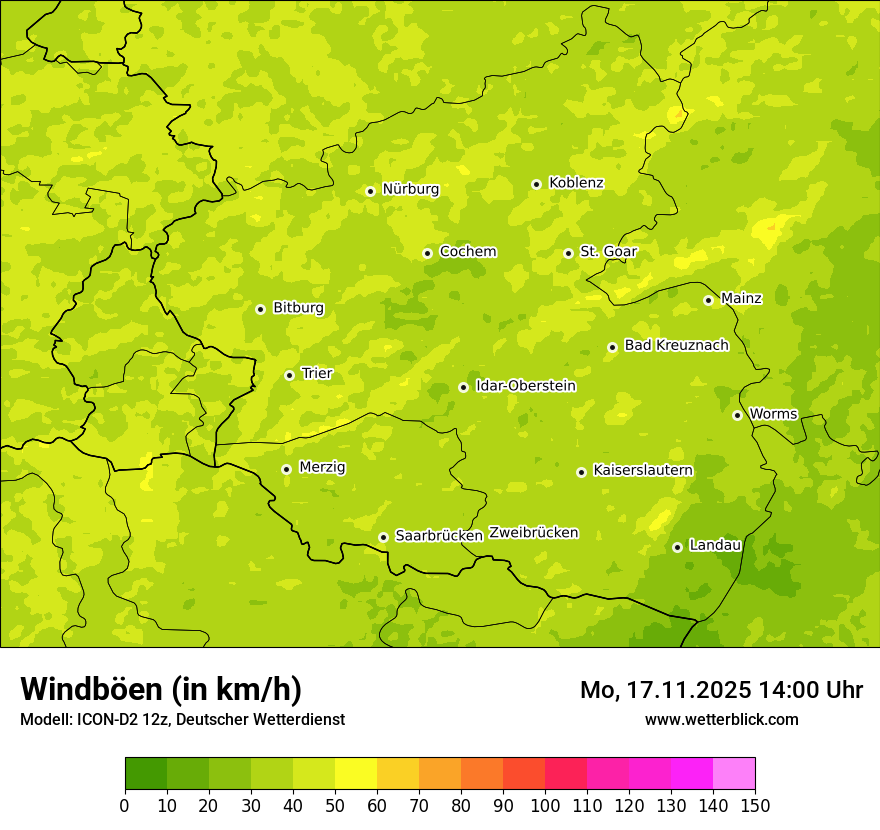 Modellkarten Windgeschwindigkeit