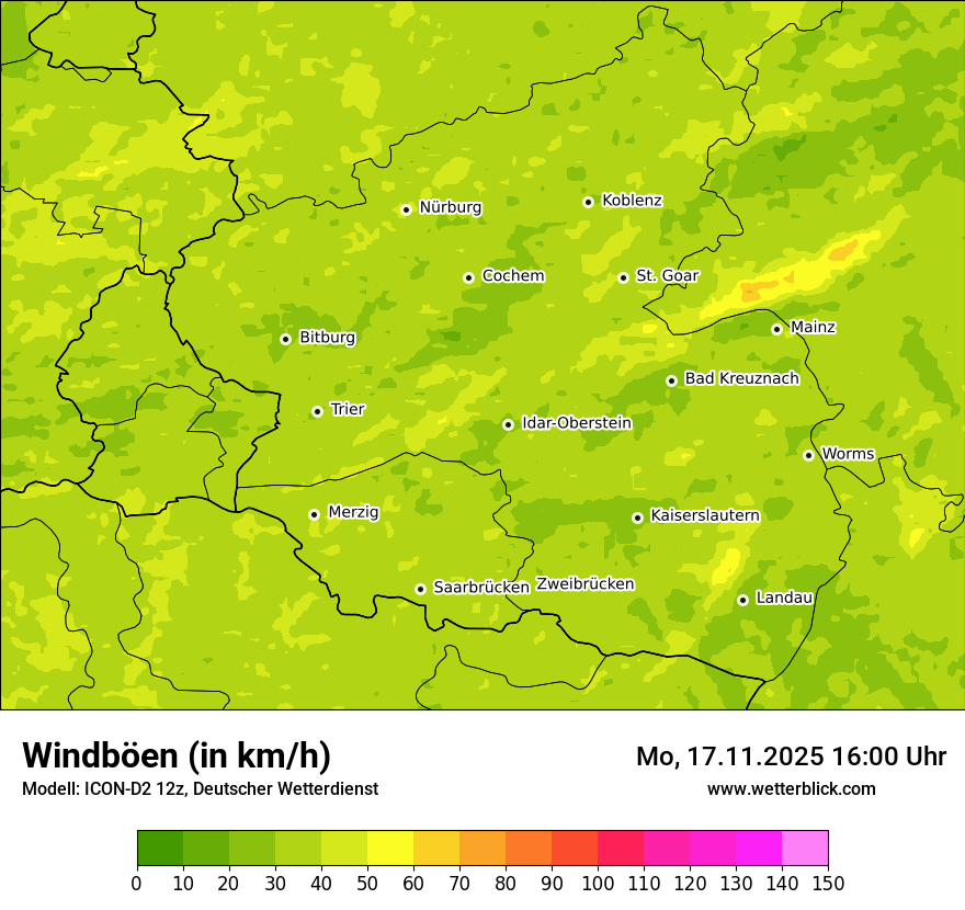 Modellkarten Windgeschwindigkeit