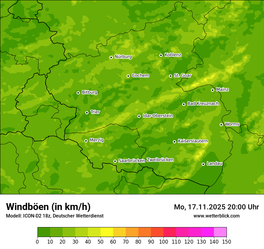 Modellkarten Windgeschwindigkeit