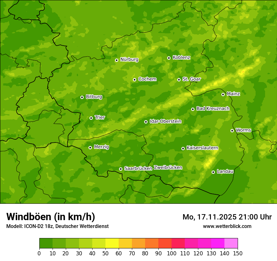 Modellkarten Windgeschwindigkeit