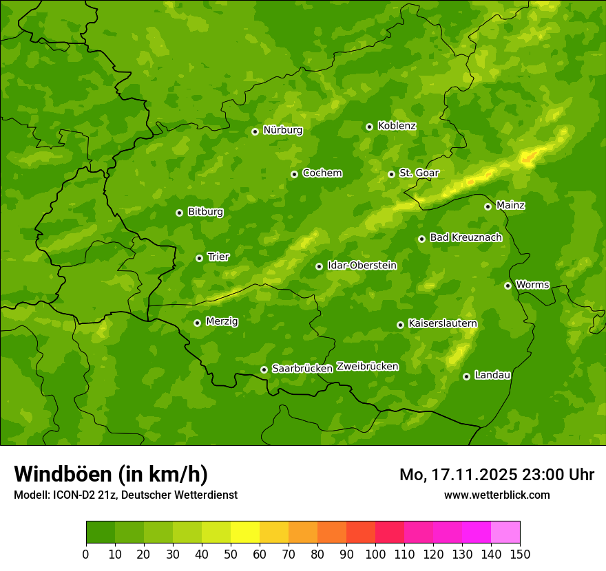 Modellkarten Windgeschwindigkeit