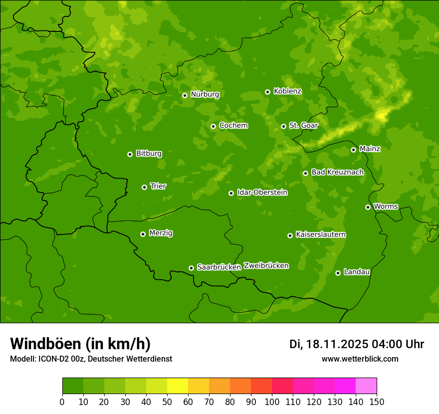Modellkarten Windgeschwindigkeit