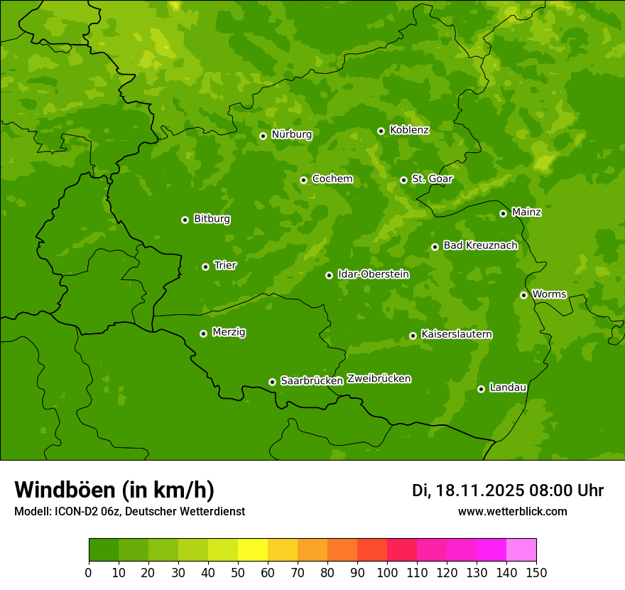 Modellkarten Windgeschwindigkeit