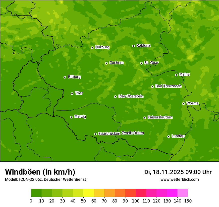 Modellkarten Windgeschwindigkeit