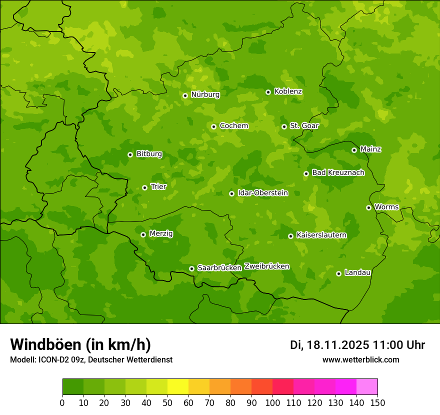 Modellkarten Windgeschwindigkeit