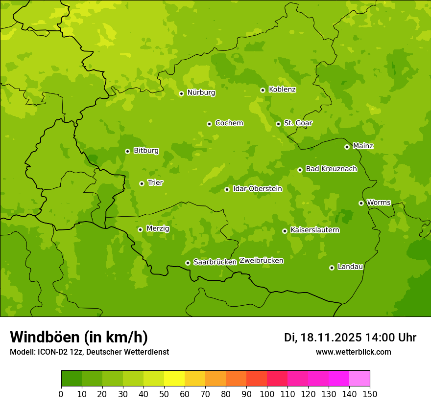 Modellkarten Windgeschwindigkeit