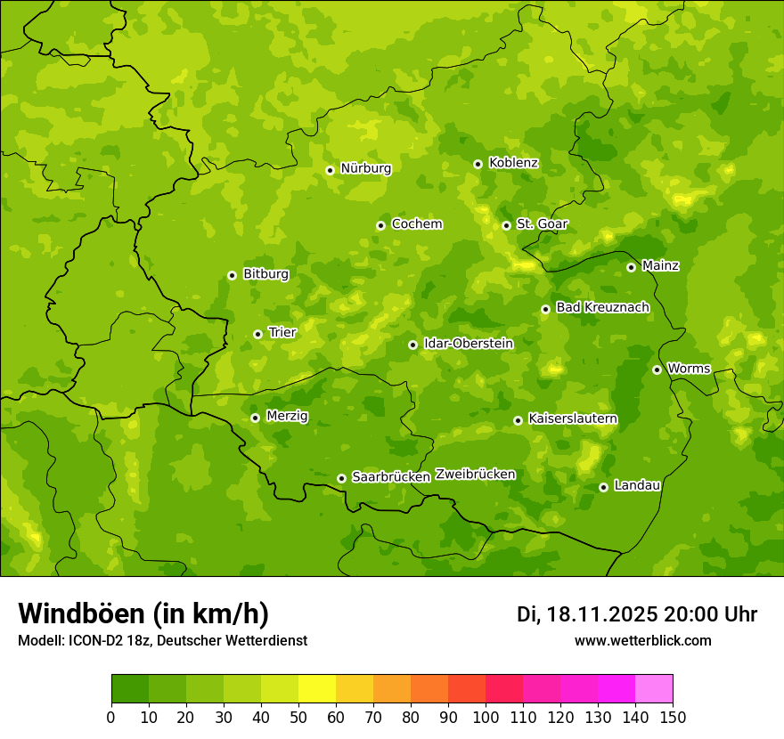 Modellkarten Windgeschwindigkeit