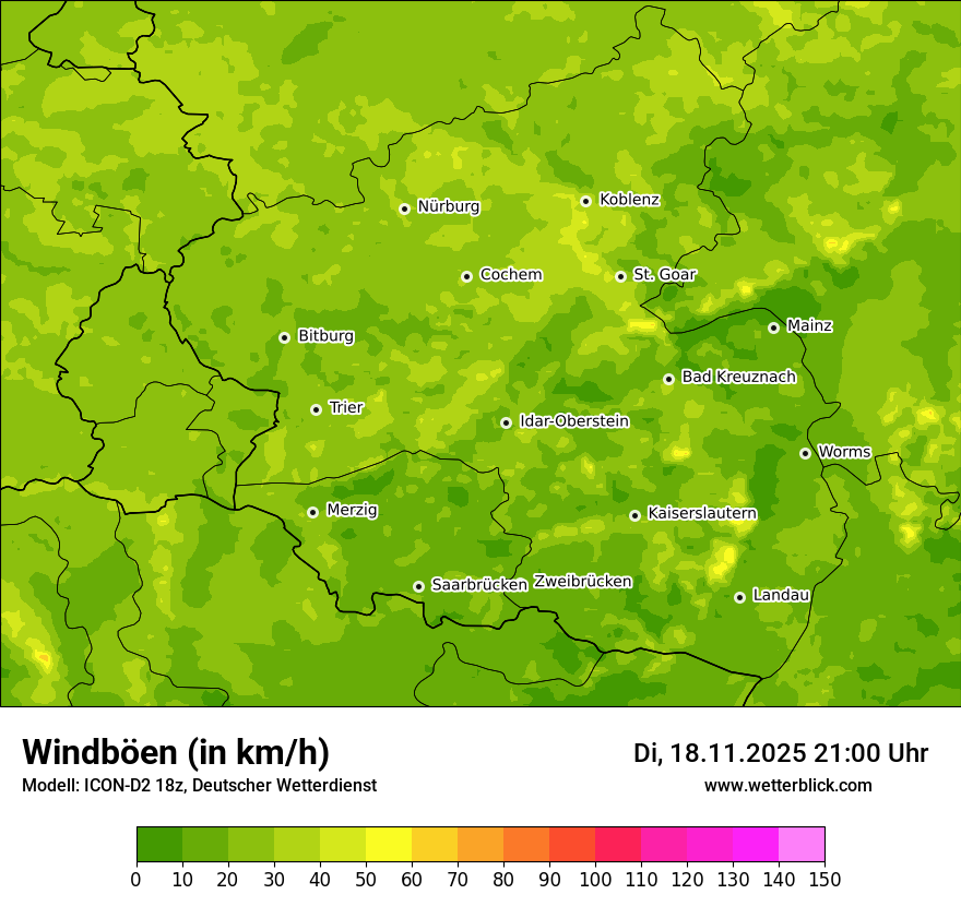 Modellkarten Windgeschwindigkeit