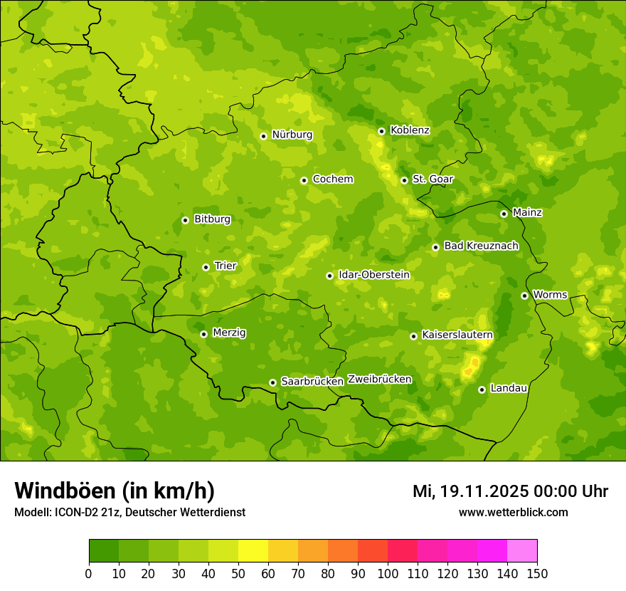 Modellkarten Windgeschwindigkeit