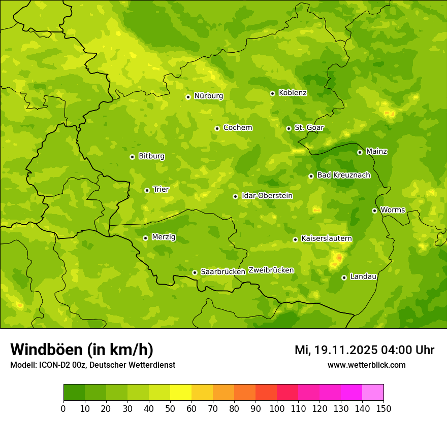 Modellkarten Windgeschwindigkeit