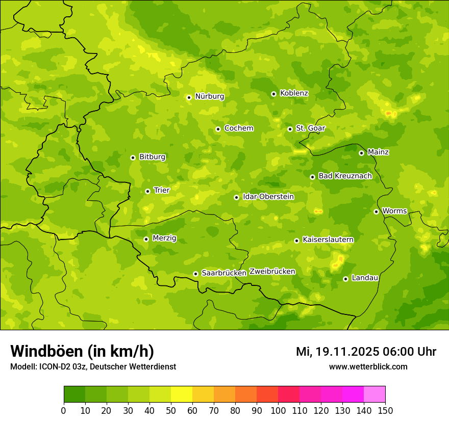 Modellkarten Windgeschwindigkeit