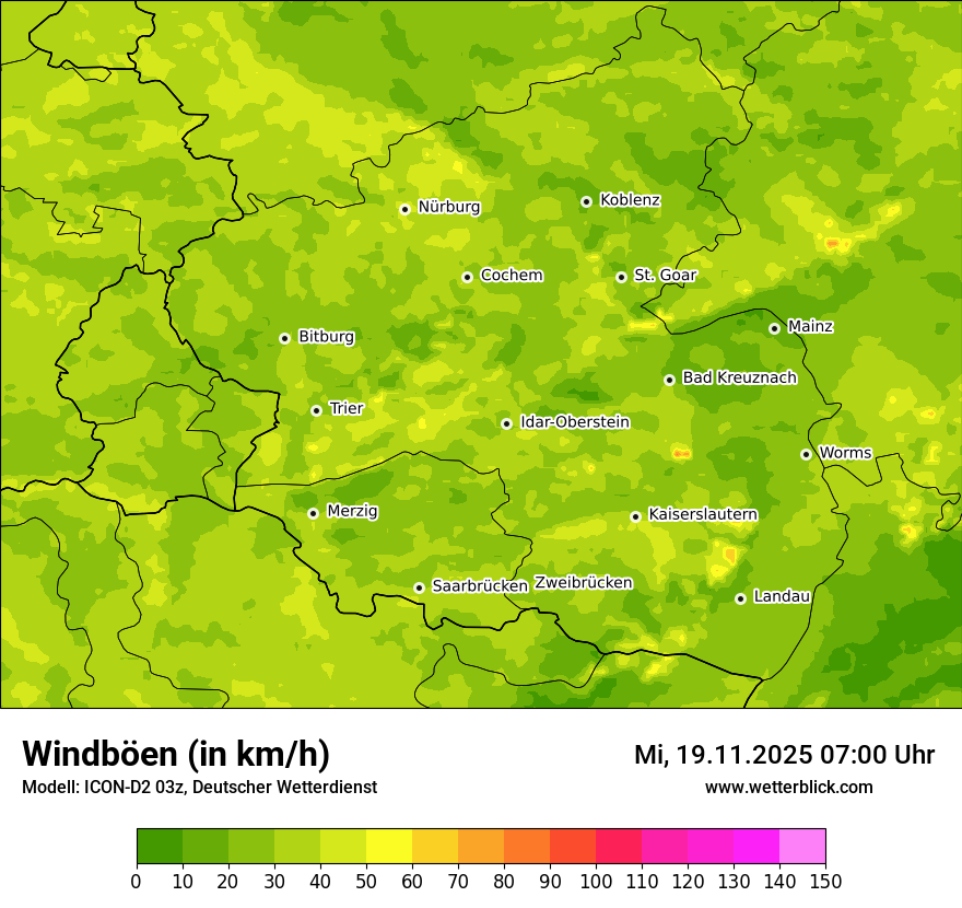 Modellkarten Windgeschwindigkeit
