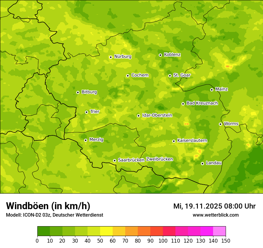 Modellkarten Windgeschwindigkeit