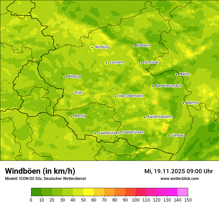Modellkarten Windgeschwindigkeit