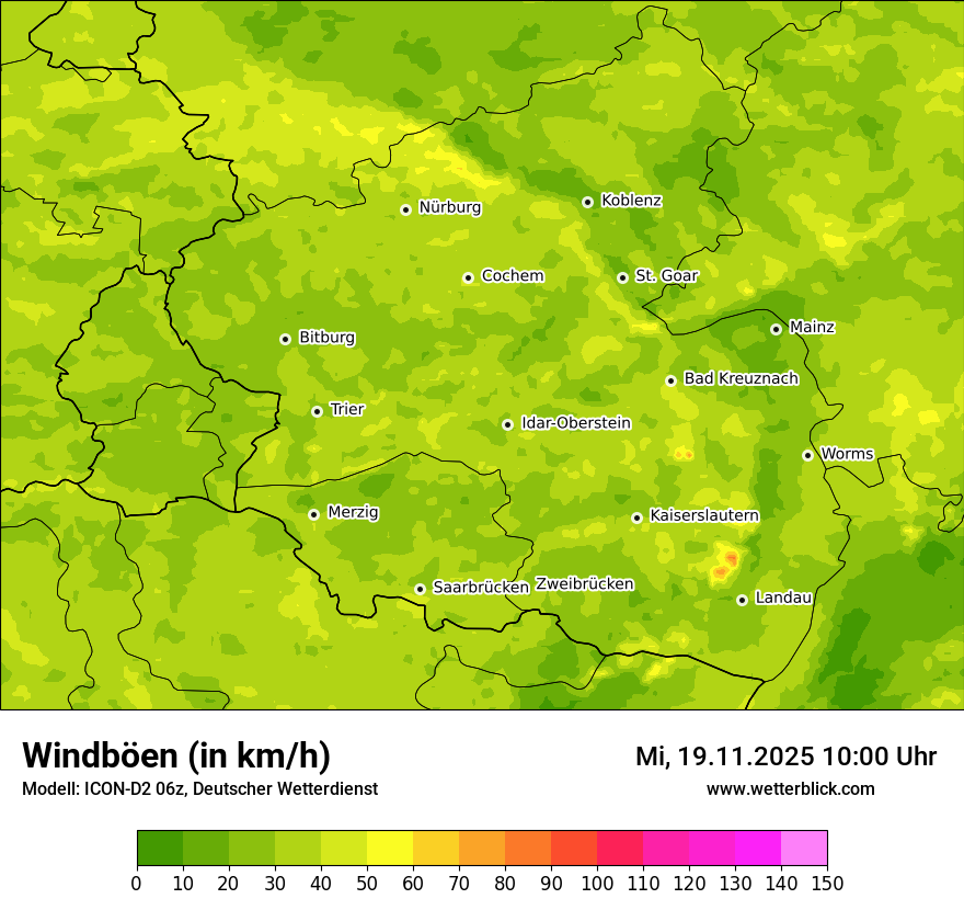 Modellkarten Windgeschwindigkeit