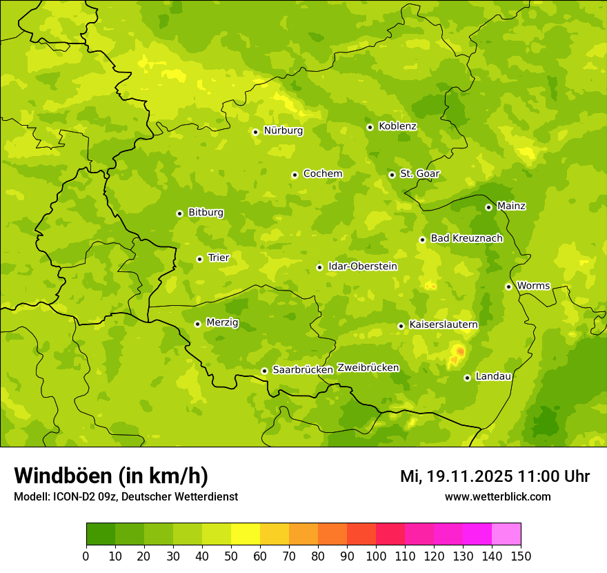 Modellkarten Windgeschwindigkeit