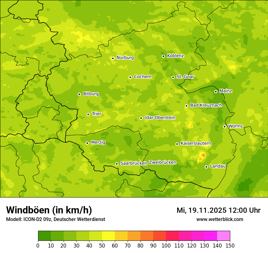 Modellkarten Windgeschwindigkeit