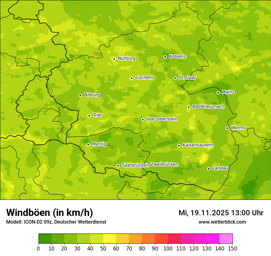 Modellkarten Windgeschwindigkeit