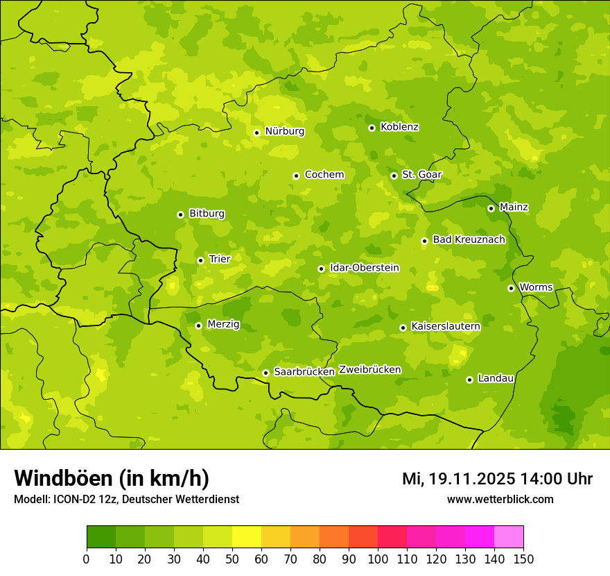 Modellkarten Windgeschwindigkeit