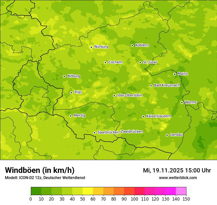 Modellkarten Windgeschwindigkeit