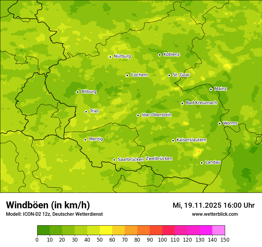 Modellkarten Windgeschwindigkeit