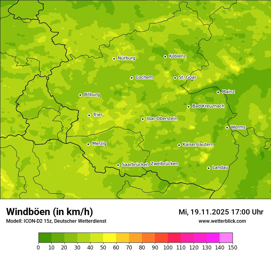 Modellkarten Windgeschwindigkeit
