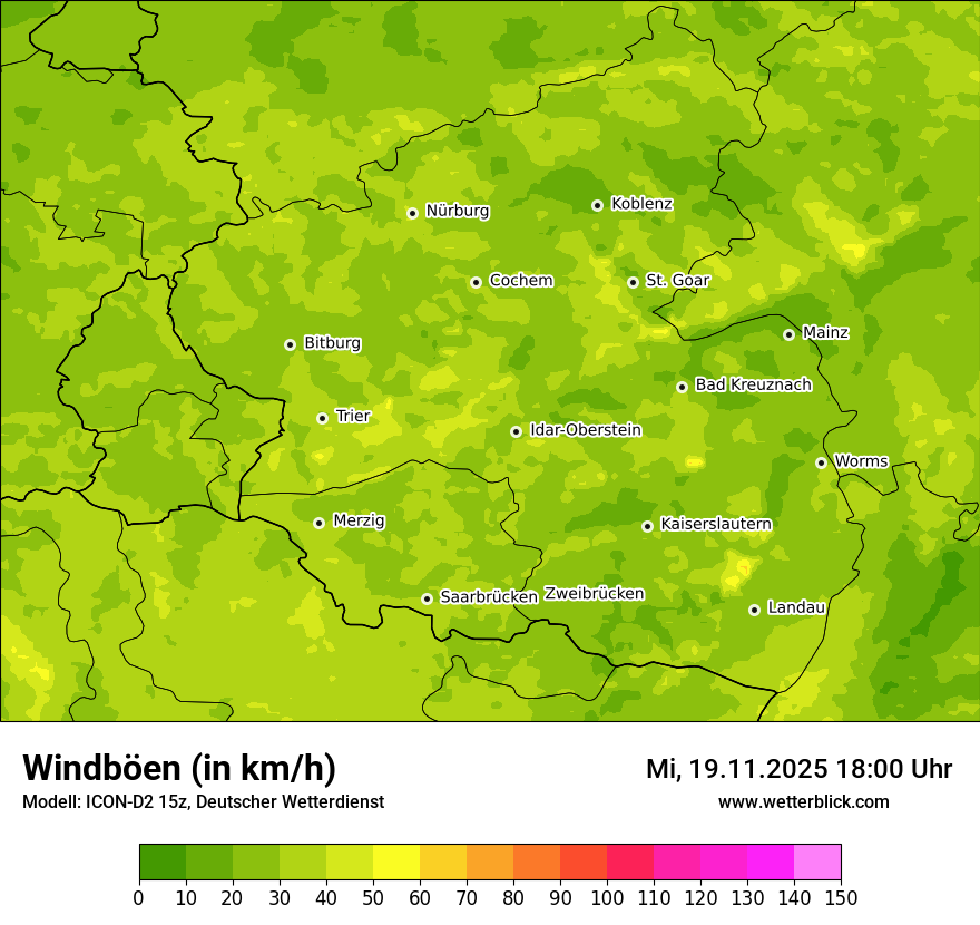 Modellkarten Windgeschwindigkeit