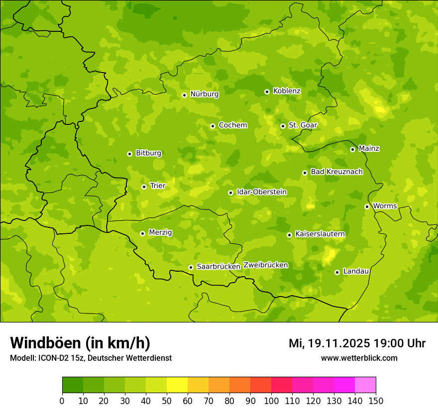 Modellkarten Windgeschwindigkeit