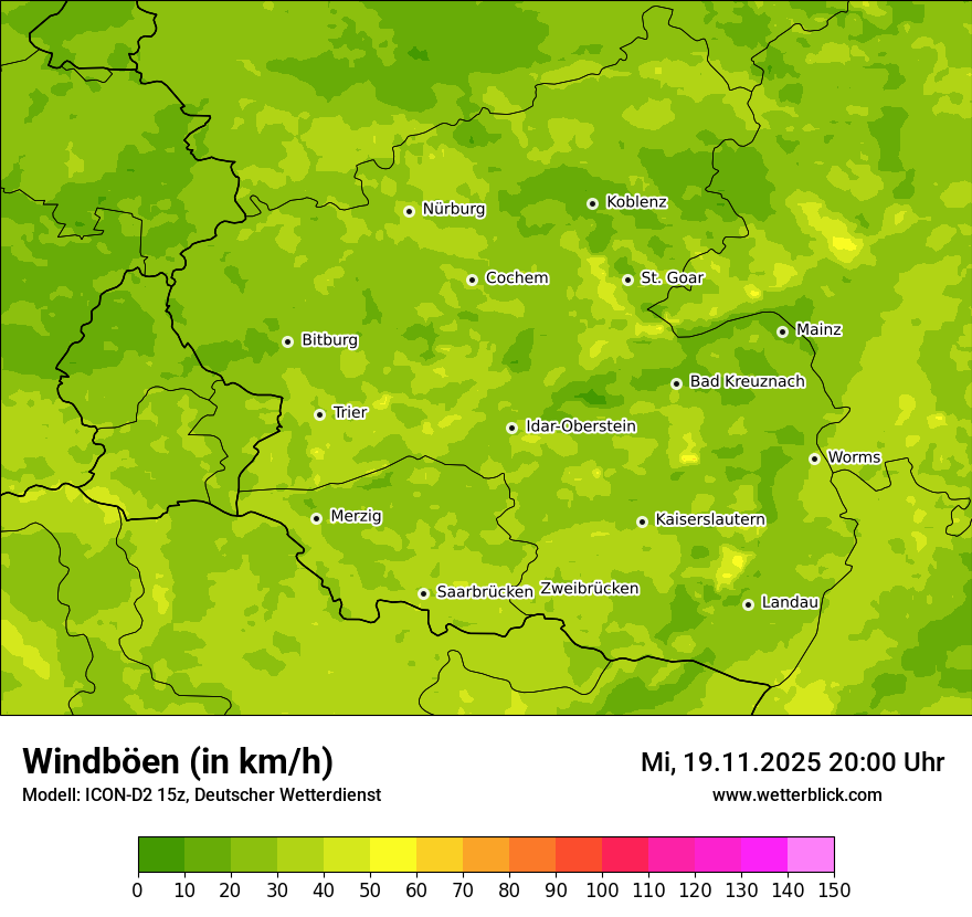 Modellkarten Windgeschwindigkeit