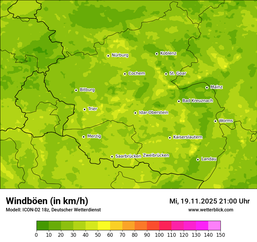 Modellkarten Windgeschwindigkeit