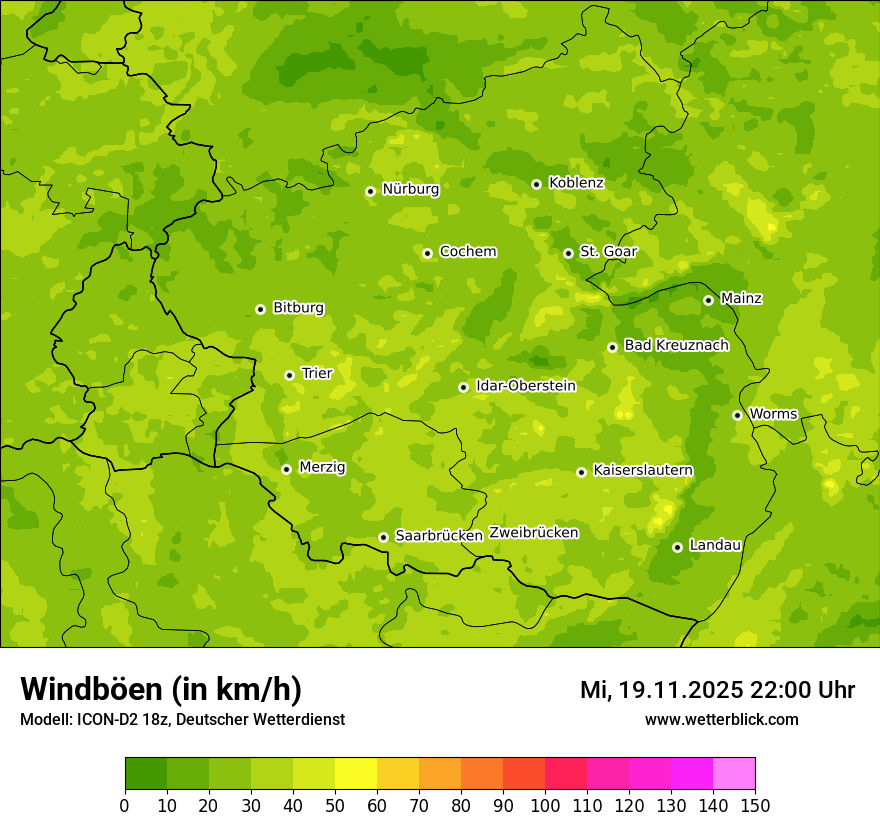 Modellkarten Windgeschwindigkeit