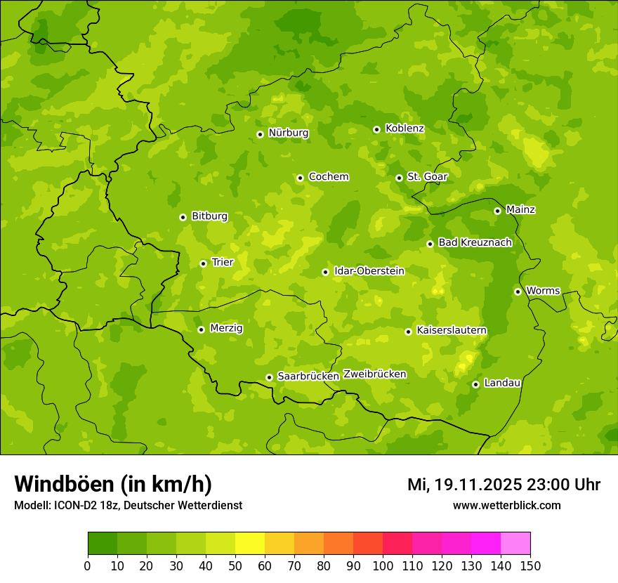 Modellkarten Windgeschwindigkeit