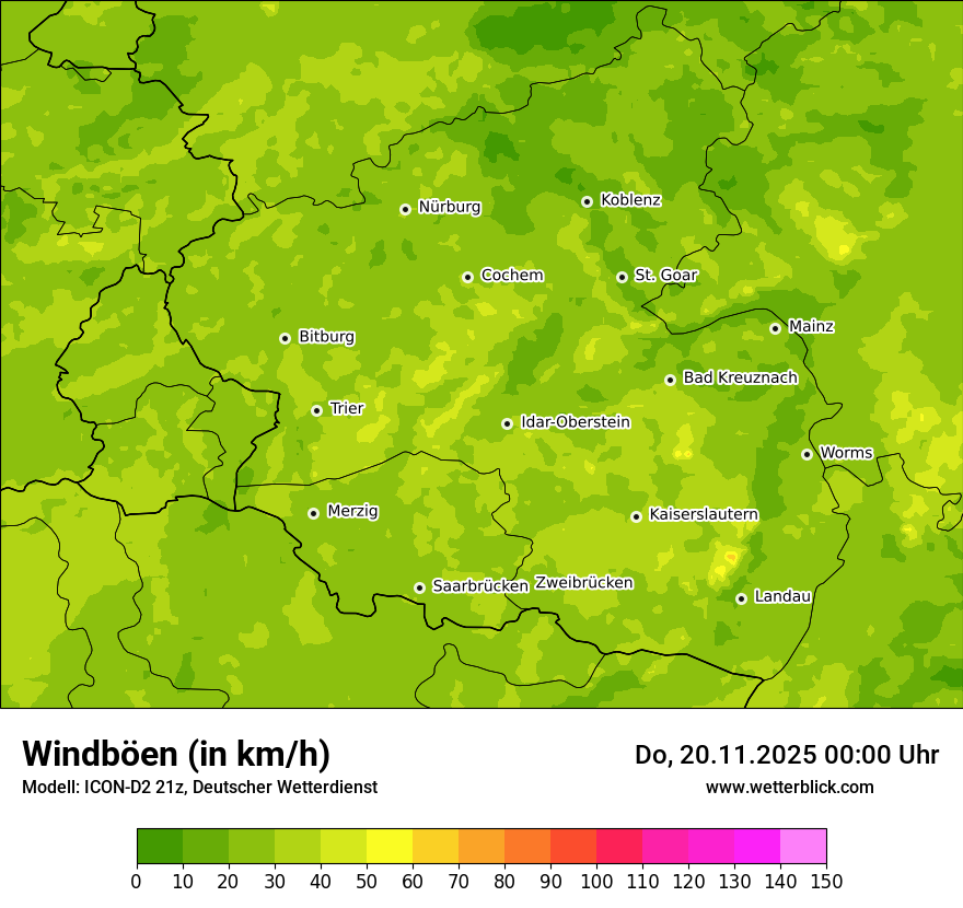 Modellkarten Windgeschwindigkeit