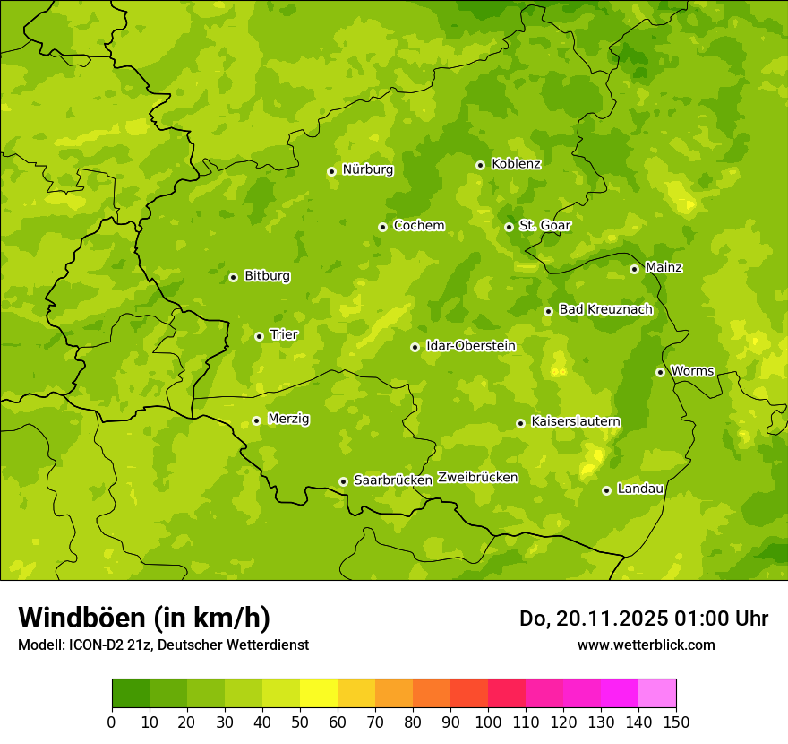 Modellkarten Windgeschwindigkeit