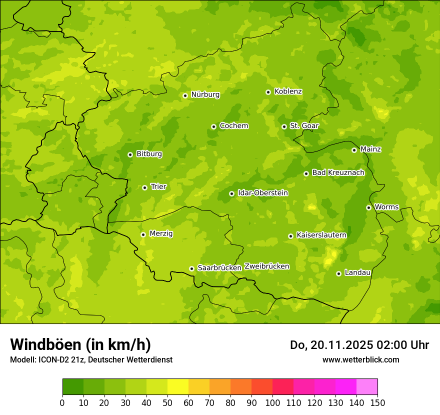 Modellkarten Windgeschwindigkeit