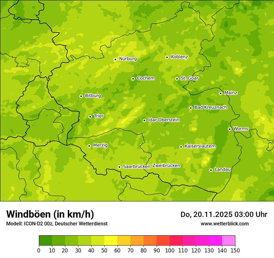 Modellkarten Windgeschwindigkeit