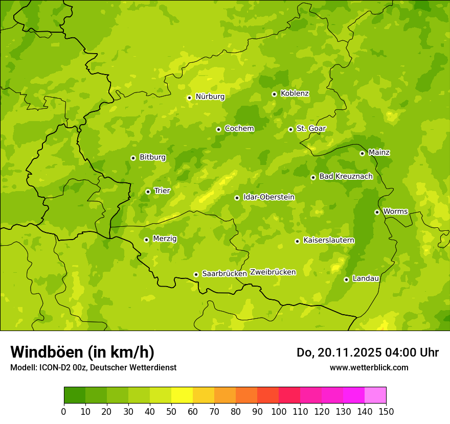 Modellkarten Windgeschwindigkeit