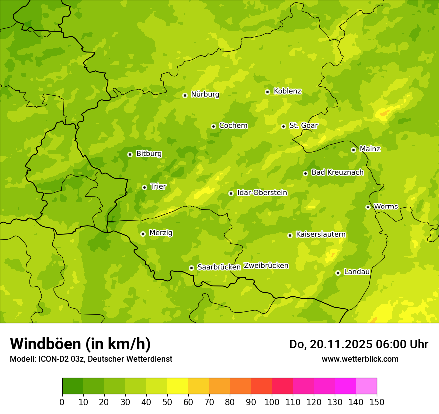 Modellkarten Windgeschwindigkeit