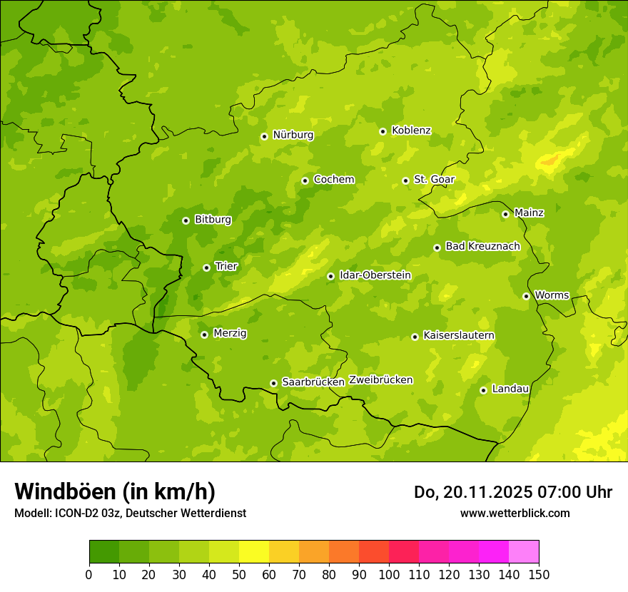 Modellkarten Windgeschwindigkeit