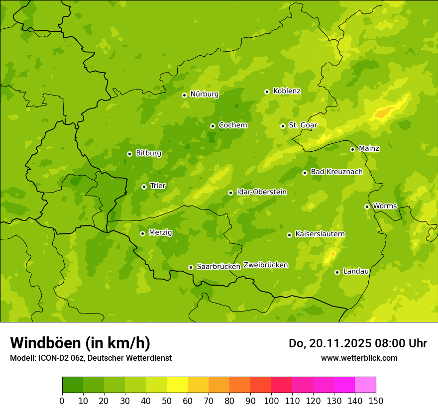 Modellkarten Windgeschwindigkeit