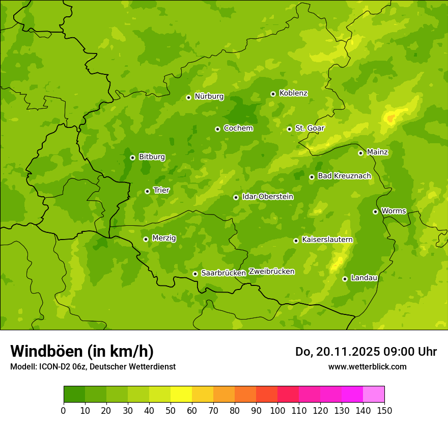Modellkarten Windgeschwindigkeit