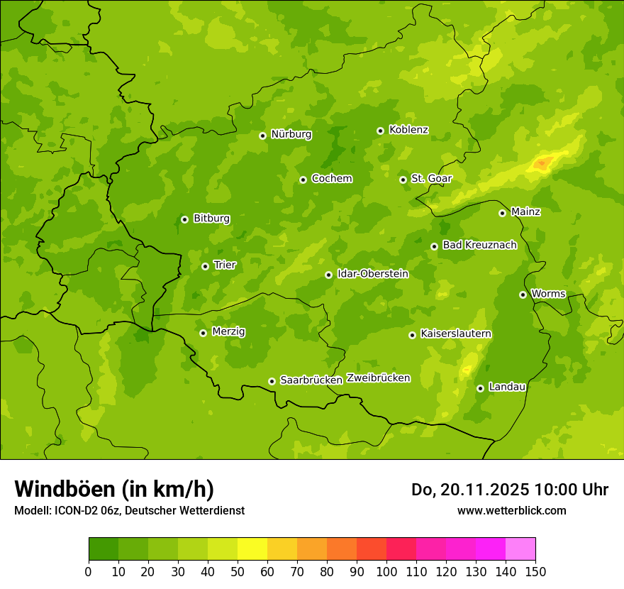 Modellkarten Windgeschwindigkeit