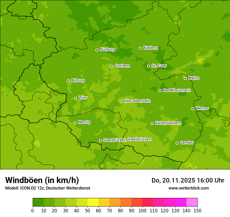 Modellkarten Windgeschwindigkeit
