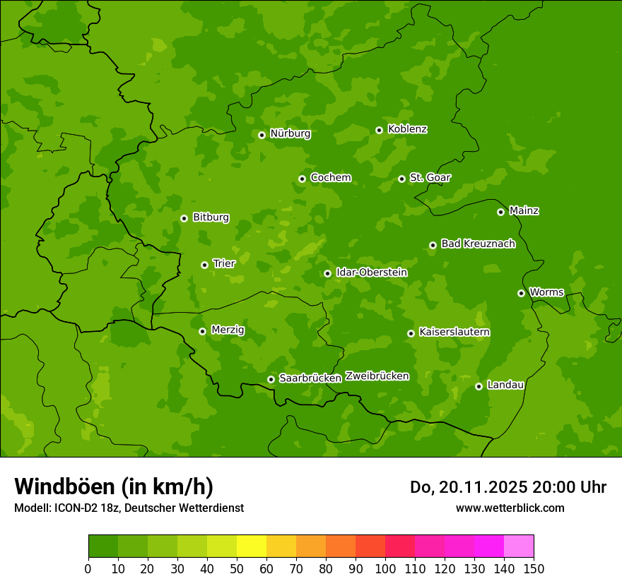 Modellkarten Windgeschwindigkeit
