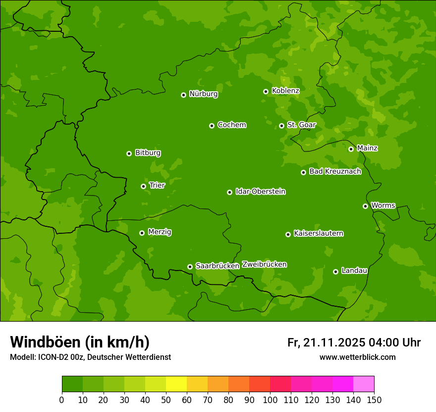 Modellkarten Windgeschwindigkeit