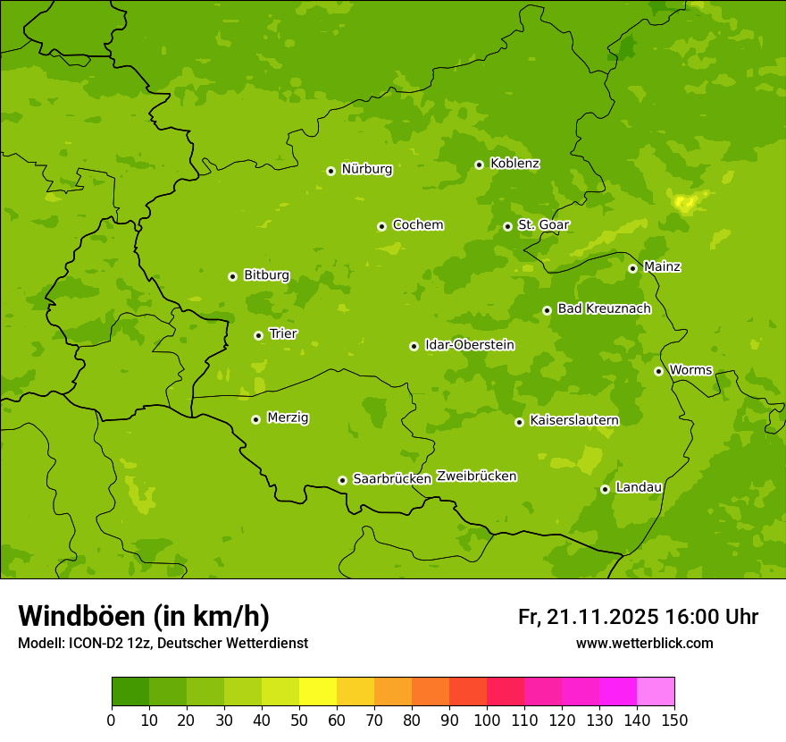 Modellkarten Windgeschwindigkeit